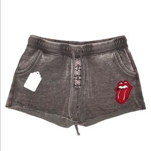 Lace-Up Sweatshorts With Embroidered Red Tongue Patch